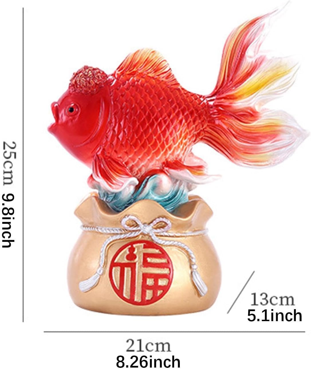 Fenteer Chinese Feng Shui Fish Statue Decorative Sculpture Desktop Aquarium Tank Transparent Fish Bowl Resin Material Suitable for Home Office Gift Bookshelf