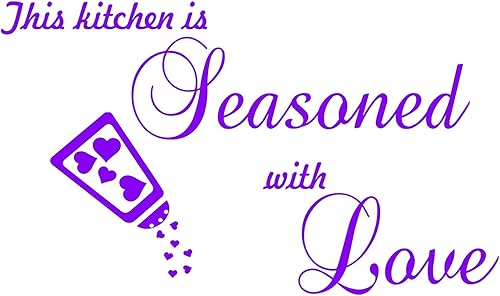 Miniatura 5 de VWAQ This Kitchen is Seasoned with Love - Adhesivo decorativo para pared, diseño de refranes de vinilo para comedor (blanco, 8 pulgadas de alto x 14