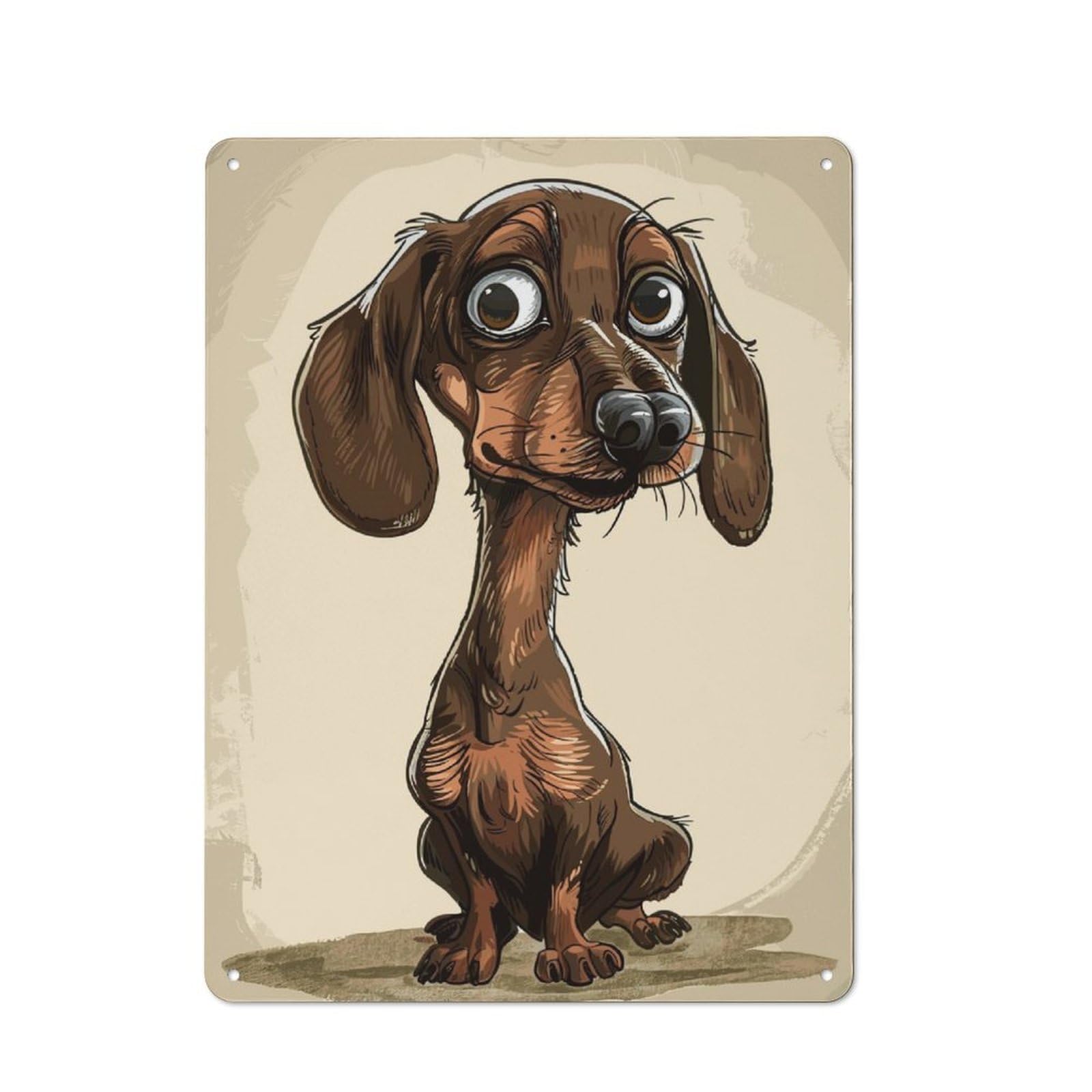 Junmoney Dachshund Caricature Metal Plaque 40X30cm With For Pub Or Café, Rustic Decor, For Pub Decor Enthusiasts