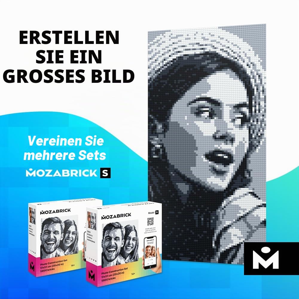 Set S- Klemmbaustein Mosaik Foto Bausatz, personalisiertes Geschenk, Benutzerdefiniert, Bild Baukasten, Bauset, Pixel Art Kunst Steckbaustein Gemälde