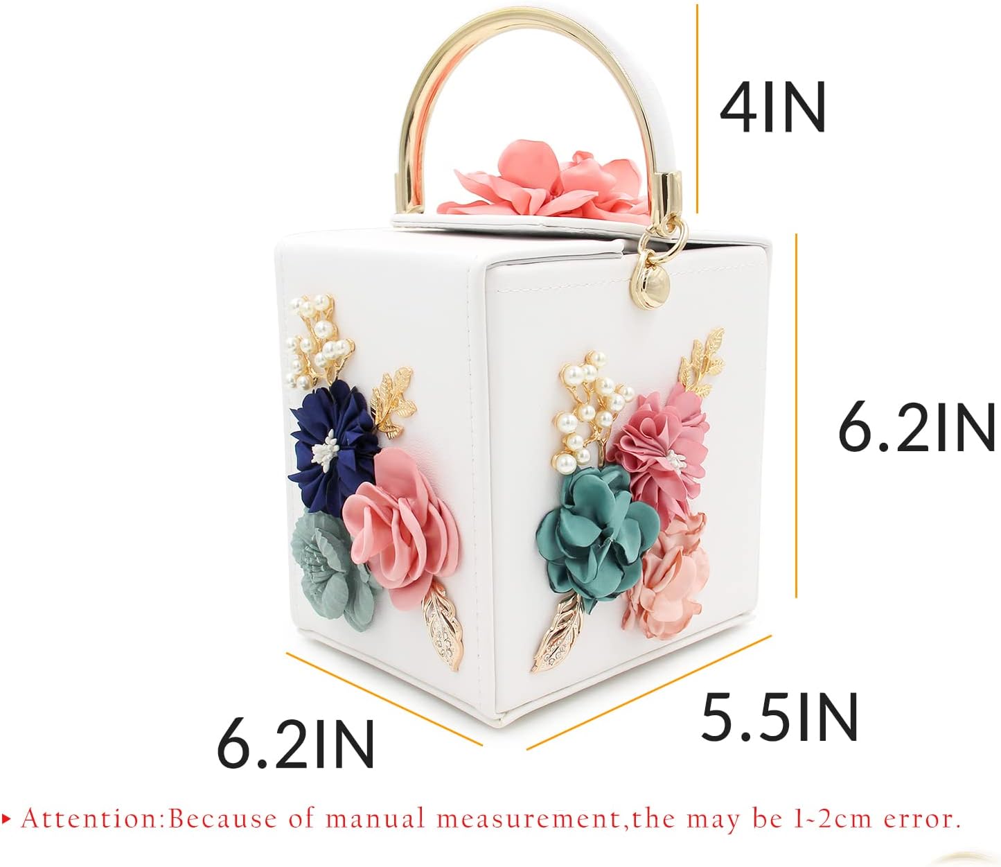 Milisente Evening Clutch Bag for Women Floral Square Box Evening Bags Crossbody Shoulder handBags Flower Wedding Clutch Purse - Image 3