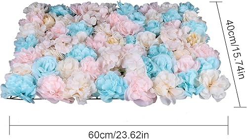 Vista 130 de 20 paneles de pared de flores artificiales, decoración de pared de 24 x 16 pulgadas, paneles decorativos de flores de hortensias para el hogar, 20