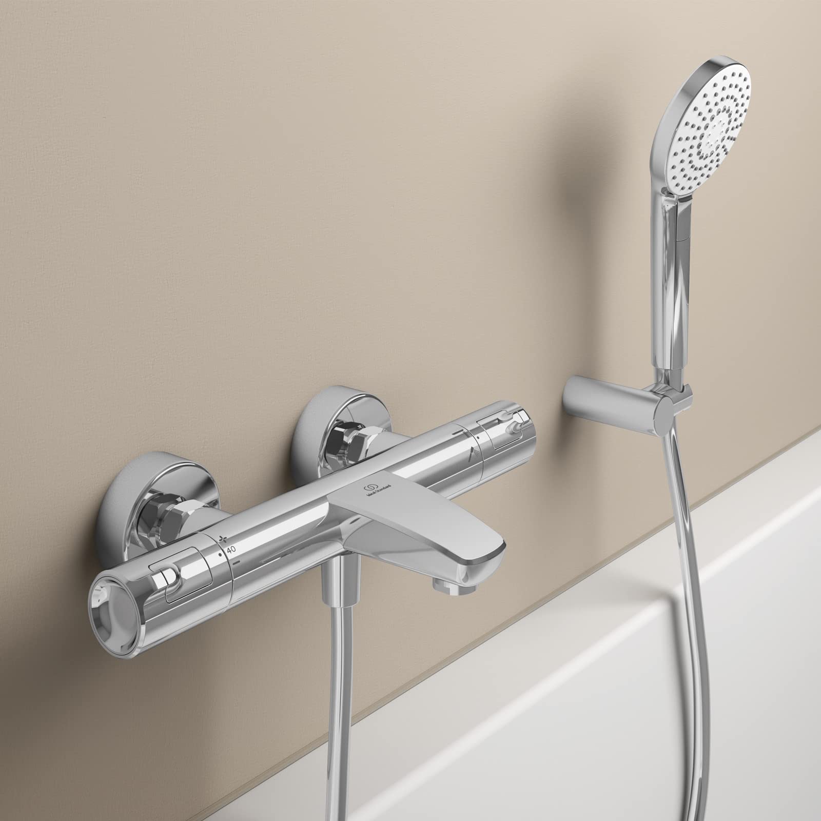 Ideal Standard Mitigeur thermostatique Bain-Douche Ceratherm T50 Sécurité & Anti-Brûlure Fonction Eco A7223AA