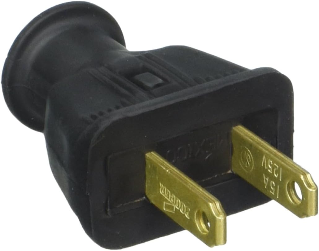 Cooper Wiring 183BKBX Non-Grounding Rubber Straight Blade Plug