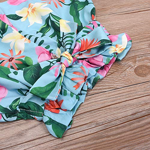 Toddler Baby Girl Floral Clothes Strap Ruffled Tank Top+ Floral Boho Shorts Summer Outfits Set Green