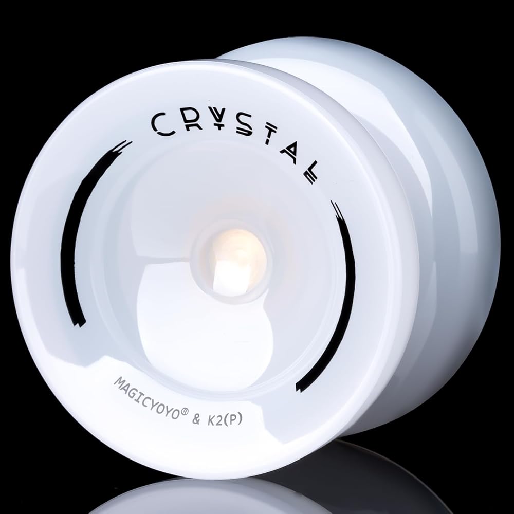 MAGICYOYO K2 Crystal Yoyo for Kids 8-12 & Beginners, Durable Plastic Responsive Yoyo Professional with Finger Spin & DNA Function, Includes 12 Yo-yo Strings, Yo yo Glove & Bag (Pure White