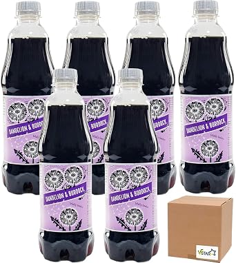 Dandelion & Burdock Soft Drink 500ml   Traditional Sparkling Herbal Soda, Fizzy Refreshing Beverage, Classic British Carbonated Drink Bottle - Bn Shaws 6 x Bottle