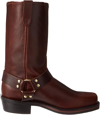 Motorcycle Boots Men Harness Straps Mid Calf Pull On Boots for Men Pu Leather Men's Western Boots