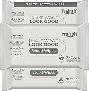 Wood Cleaning Wipes 90 Ct, Clean Polish Condition Wet Cleaner Wipes for Wooden Furniture, Kitchen Cabinets, Doors, Desks, Tables & Carved Wood, Remove Dust, Restore and Protect Shiny Surface