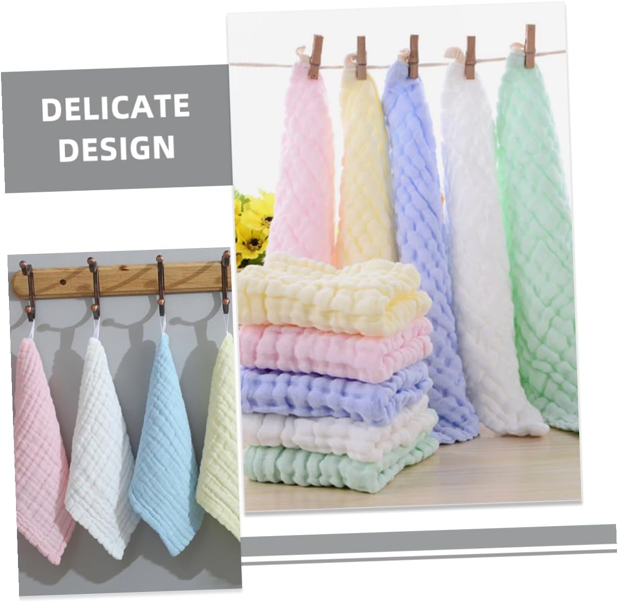 5 pcs Cotton Washcloth Absorbent Muslin Towels for Newborns and Soft Pure Cotton Multipurpose Burp Cloths for Boys Quick-Drying