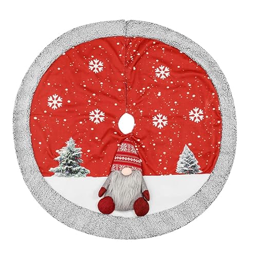 Bylphy Weihnachtsbaum Rock Rot 122cm/48inch Weihnachtsbaum Teppich GNOME Plüsch Weihnachtsbaum 3D Unterlage Baumdecke Snowflake Weihnachtsbaumständerhüllen für Weihnachtsbaum Deko Decke Cover