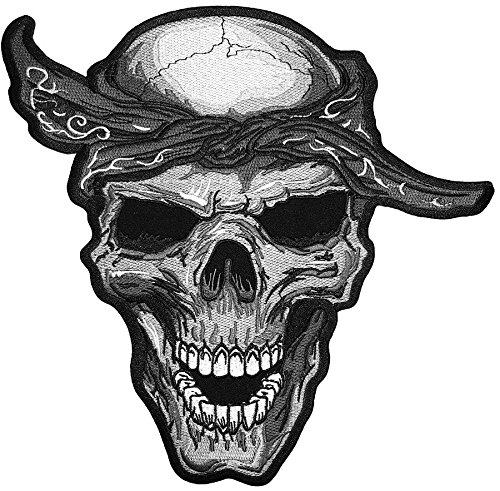Large Patch Bone Skeleton Skull Devil Realistic Subdued Bandana Head Biker Heavy Metal Chopper Motorcycle Jacket Vest Shirt Blanket Backpack T Shirt Embroidered Appliques Symbol Badge Sign Costume #TOP1