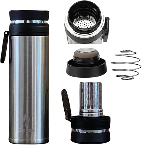 Miniatura 9 de Termo de té con infusor, termo de acero inoxidable de 18 onzas con aislamiento de doble pared Ozizo Flask con tapa a prueba de fugas