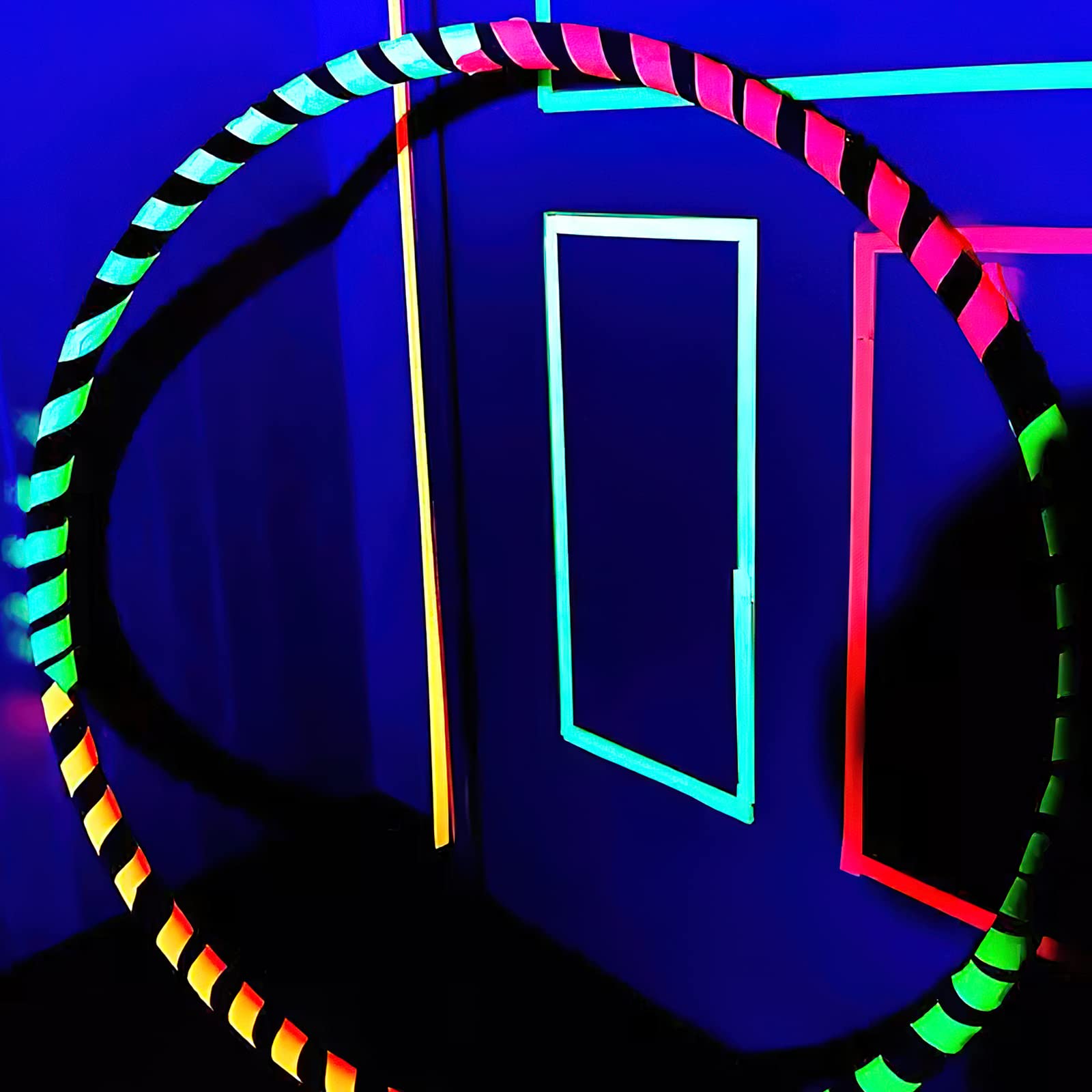 Neon Tape [6 Rollos] Cinta Adhesiva UV Fluorescente Luz Negra, Neón Gaffer Tape, Glow In The Dark, Blacklight, 15MM*5M Por Rollo, Para Suministros De Fiesta De Luz Negra Para Halloween