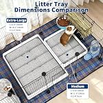 FHTONGE 4 in 1 Ultra Large Rabbit Litter Box with Feeder Combo Set for Cage | Metal Hay Rack, Water Bottle, Food Bowl, Low Entry Trainer Tray, Bunny Toilet and Feeder for Small Animal Rodent Ferret Rat - Image 6
