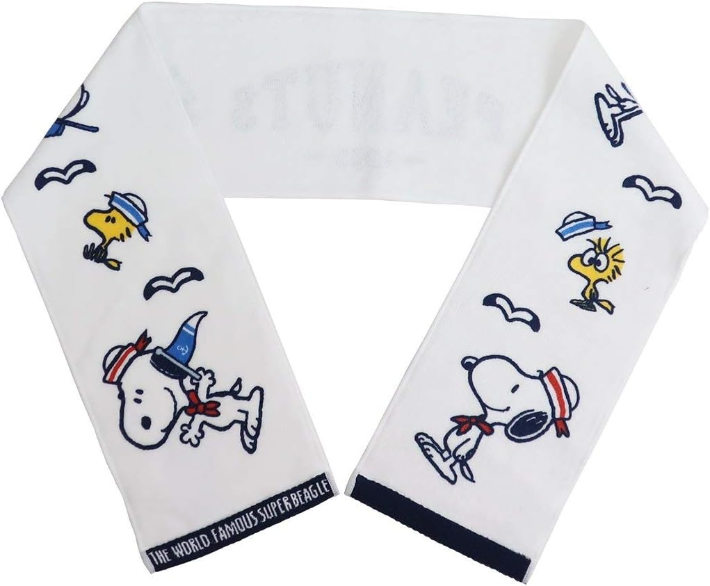 Amazon Co Jp スヌーピー マフラータオル スリム ロングタオル マリン ホワイト ピーナッツ ホーム キッチン