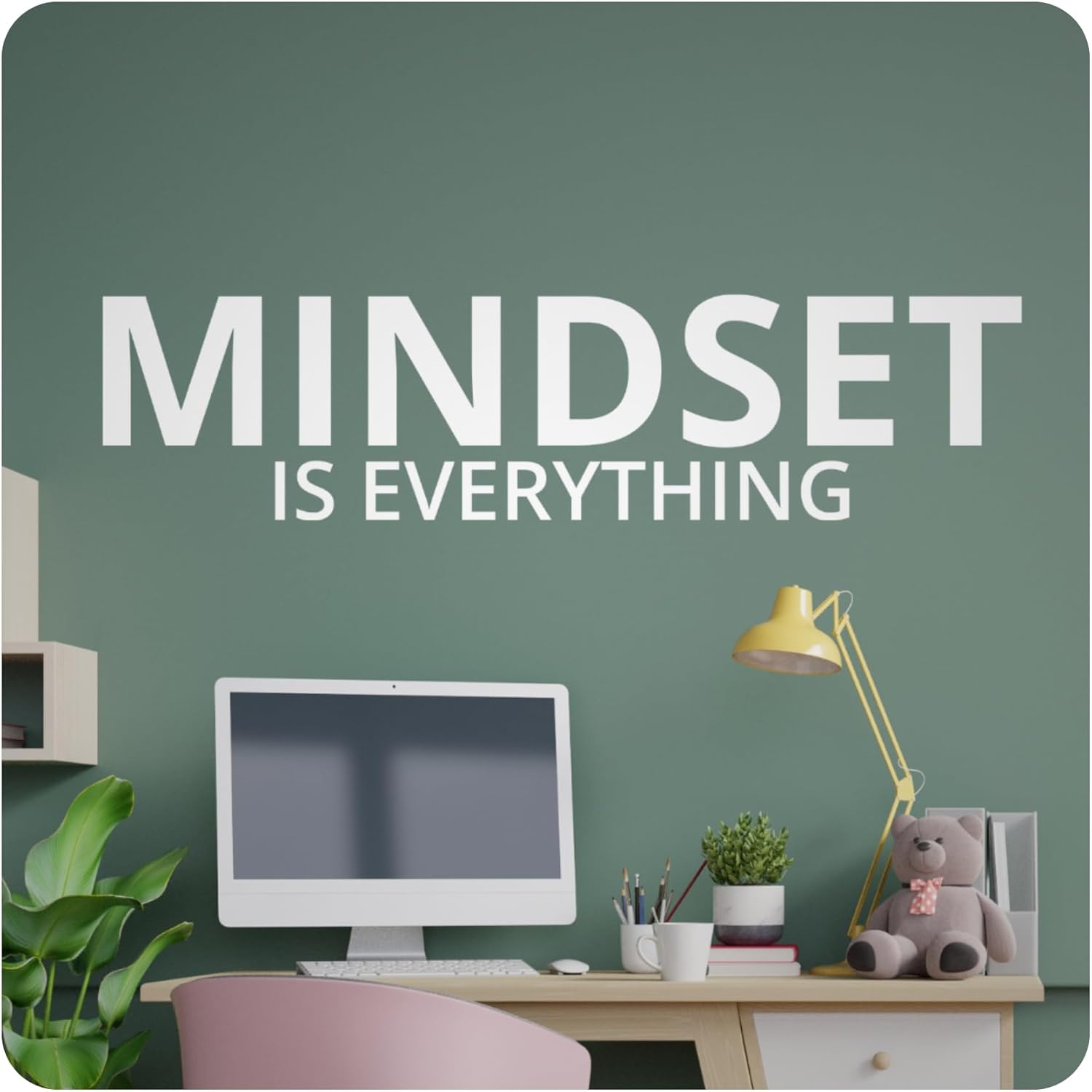 My Vinyl Story | Mindset is Everything | Motivational Wall Decal Quote Vinyl Sticker for Home Gym Exercise Fitness Workout Inspirational Office Wall Art Decor Removable Sticker (Black, 36x9 inches)