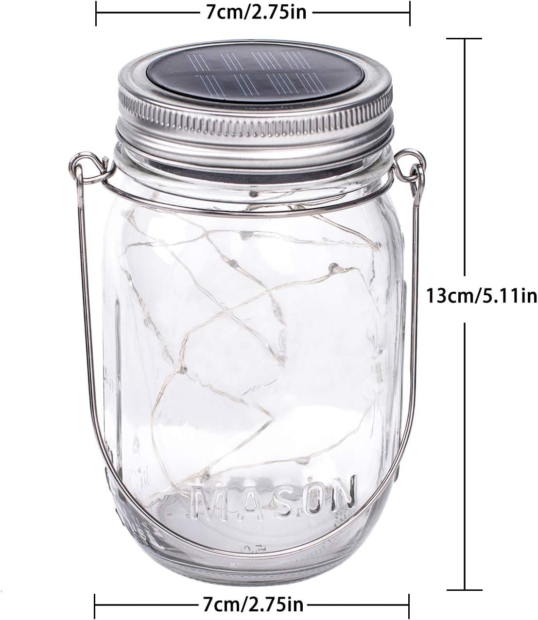 Lumière de Jardin Solaire - 4 Pièces Lanterne de Verre Solaire Imperméable Mason Jar Lanterne Jardin Exterieur pour Décoration de L'éclairage Intérieur Extérieur Chambre Maison Noël (4 Pièces)