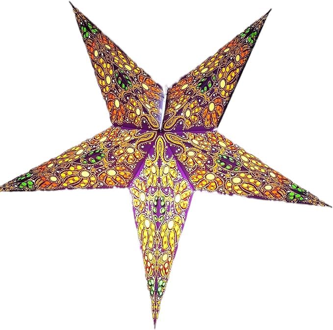 Image of Paper Lantern Lampshade Paper Star Light Shades Large 60cm Star Hanging Decorations for Christmas Wedding Home Decoration Birthday Party (Purple, Yellow, Green Multi)