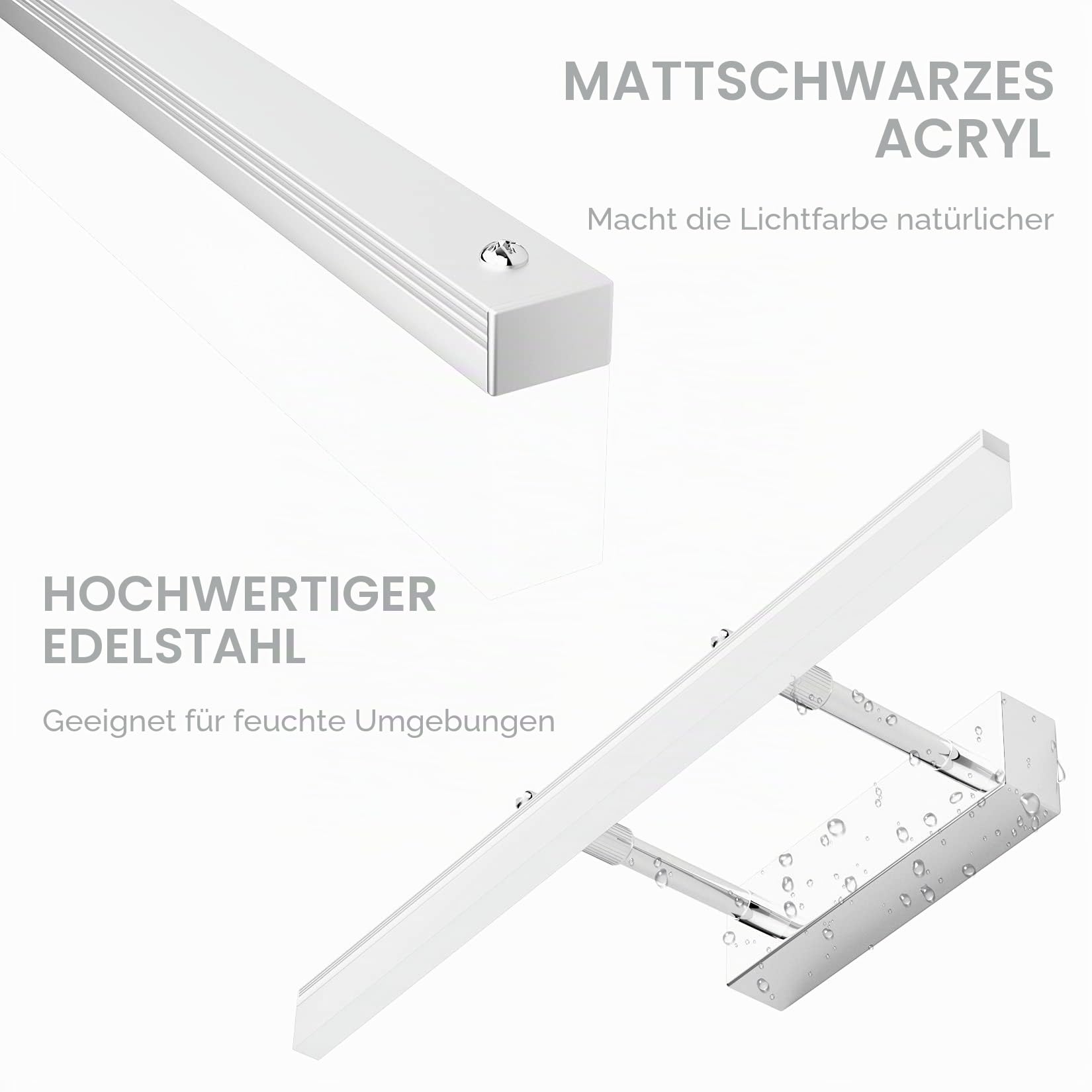 Klighten 12W LED Spiegellampe Badezimmer Spiegelleuchte aus Edelstahl 180° Einstellbar LED Bad Beleuchtung Schranklampe Wandleuchte IP44 Kaltweiß 5500K, 50CM
