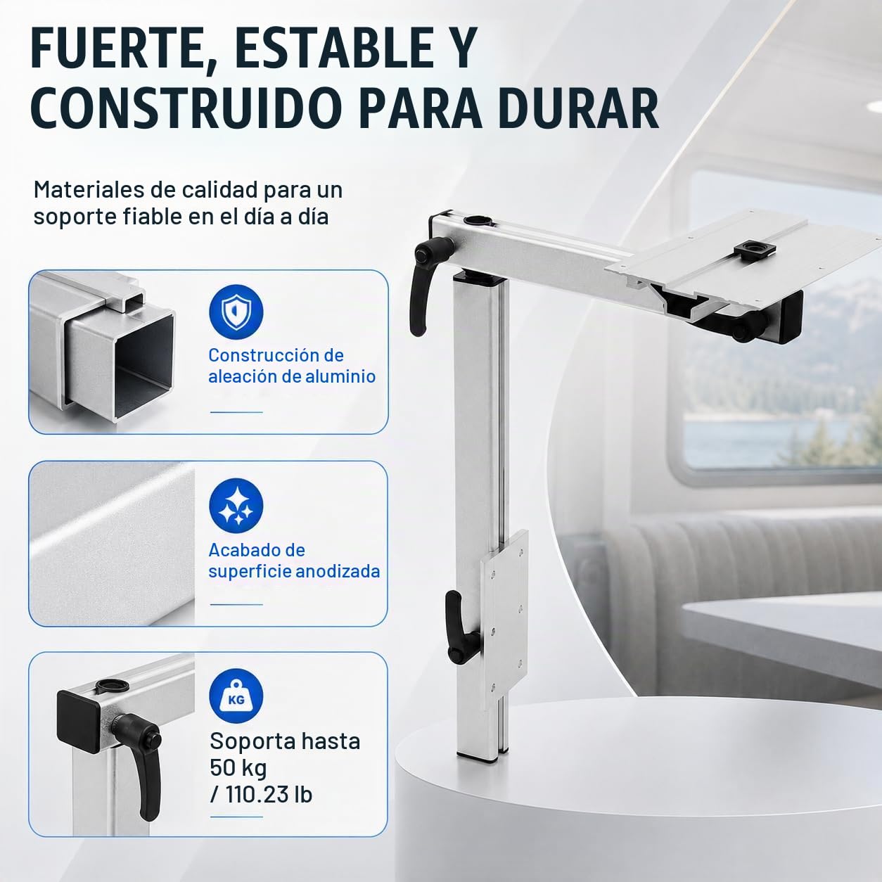 Madelynn Pata de mesa giratoria 360°, capacidad de carga de 50 kg, patas de mesa con cremallera de 17 cm, patas de mesa ajustables desmontables con asas, anodizadas, resistentes a la corrosión para