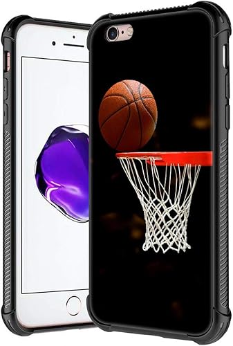 Funda compatible con iPhone 6s, diseño de aro de baloncesto plexiglás para niños y hombres, antiarañazos, a prueba de golpes, para iPhone 66s