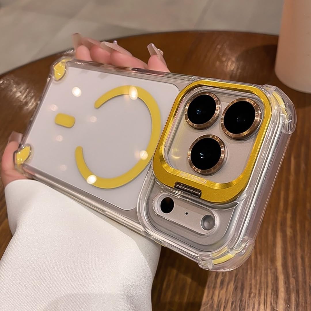 Étui magnétique iPhone 12 Pro jaune avec protège-objectif en verre et support - 8