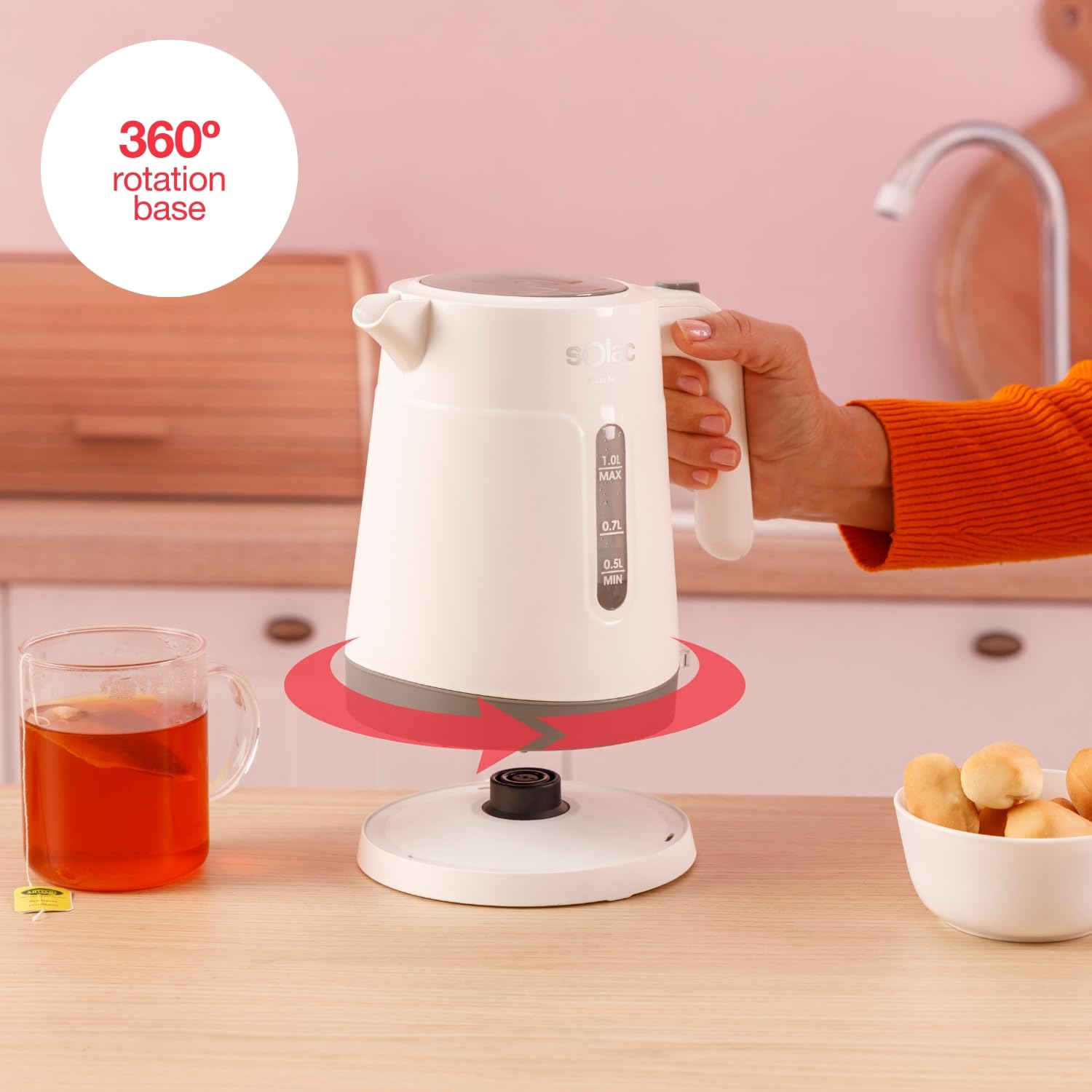 Solac Yuna Mini Wasserkocher - 2200W Schnelles Aufkochen, 1L Inhalt, BPA-frei