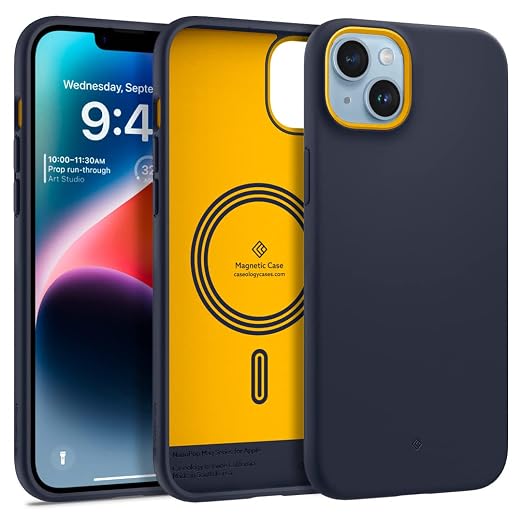 CASEOLOGY by Spigen Nano Pop Mag Back Cover Case Compatible for iPhone 14 Plus (TPU and Polycarbonate Blueberry Navy)