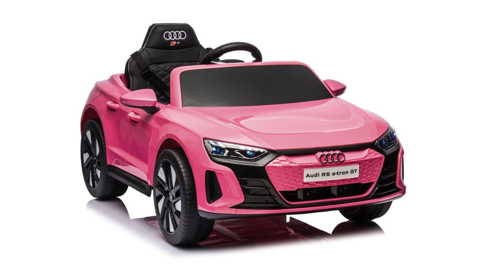 TOYSCAR Macchina Elettrica per Bambini Audi RS e-Tron Auto Elettrica per Bambini Telecomandata Sedile in Pelle Porte Apribili TAPPETINI Inclusi Doppio Motore Elettrico 12V Carico 25 kg (Rosa)