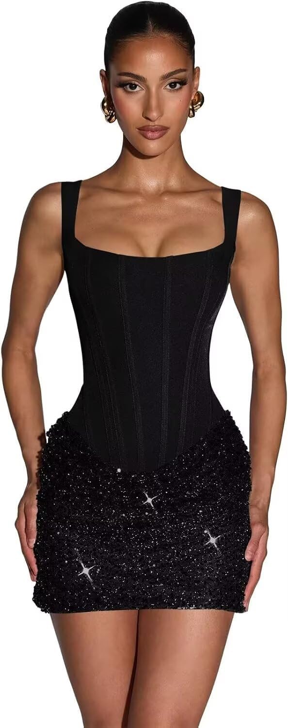 Sparkly Sequin Satin Homecoming Dresses for Teens 2026 Short Prom Dress Corset Mini Dress Tight Cocktail Dress