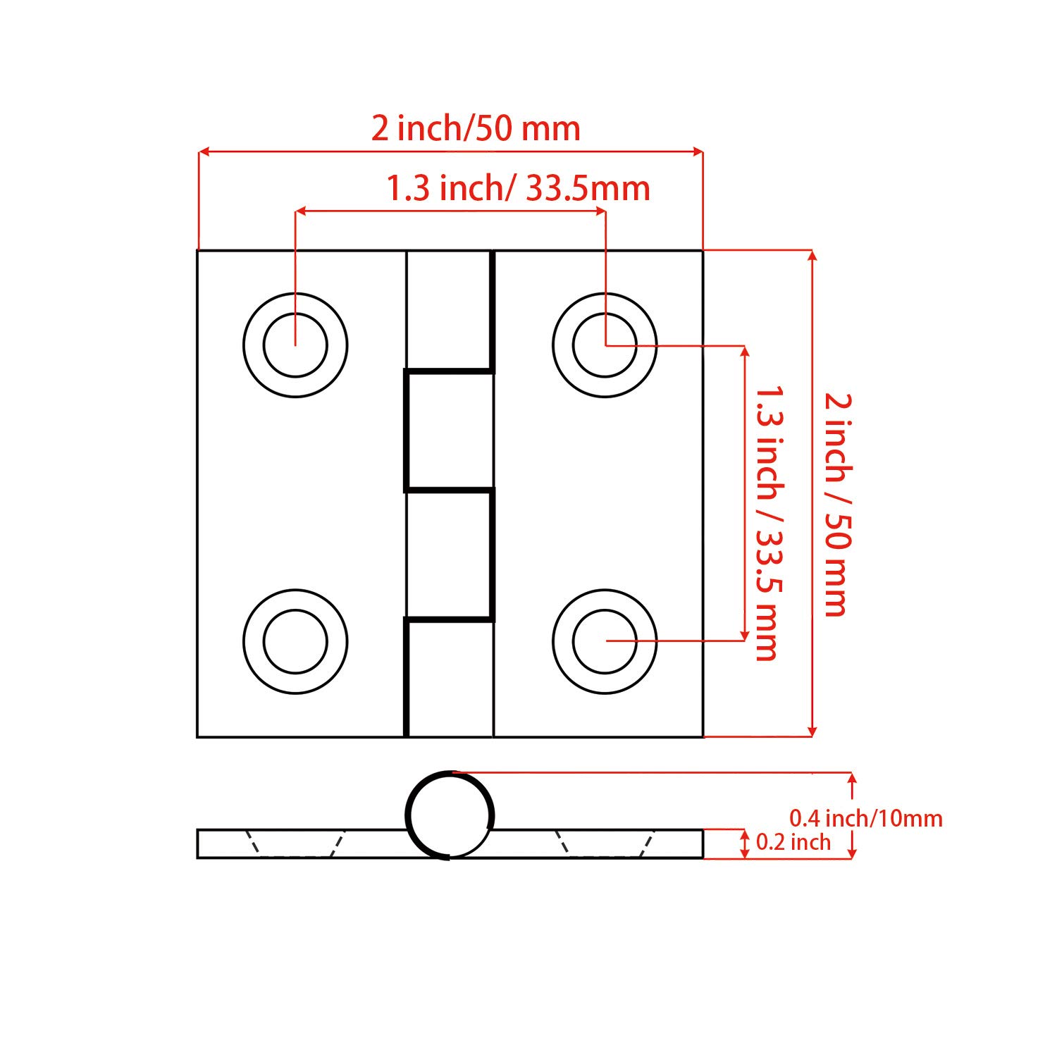 Buy Yanyu 2 Pcs 2" x 2" Boat Hinge Heavy Duty Flush Mount Hatch Hinge Butt Strap Hinges