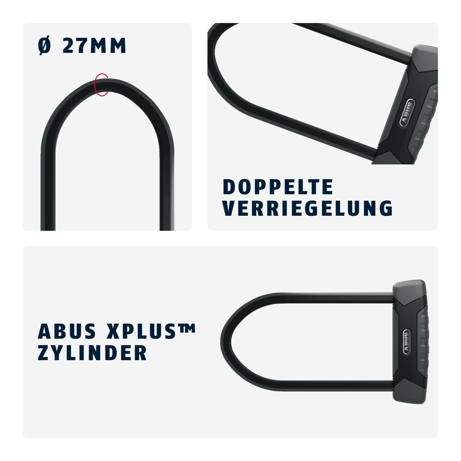 ABUS Bügelschloss Granit XPlus 540 + SH B-Halterung - Fahrradschloss mit XPlus Zylinder als Manipulationsschutz - ABUS-Sicherheitslevel 15-230 mm Bügelhöhe