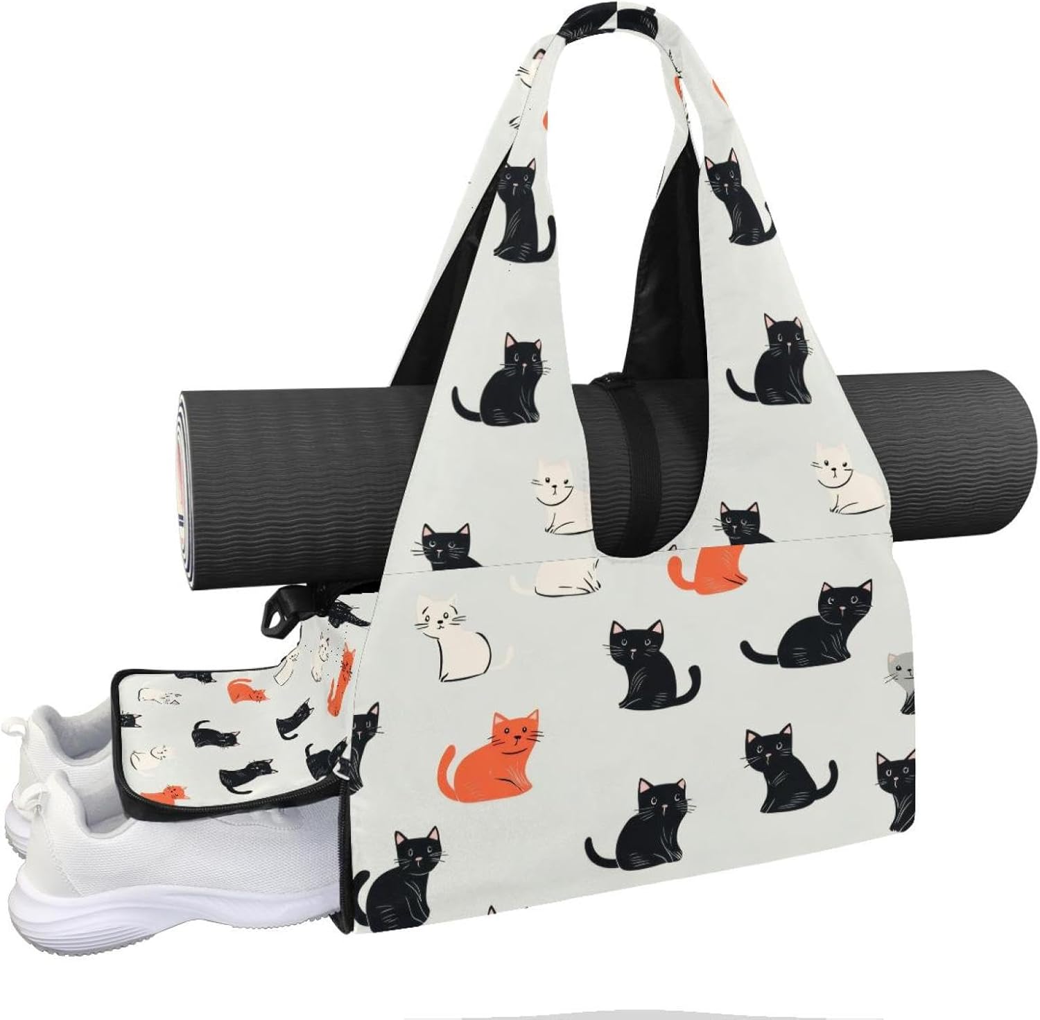 Yoga Mat Bag, Gym Workout Bag with Shoe Compartment, Bees Pilates Bag for Women, Quick Access Storage Yoga Tote Bag for Sports Travel Office