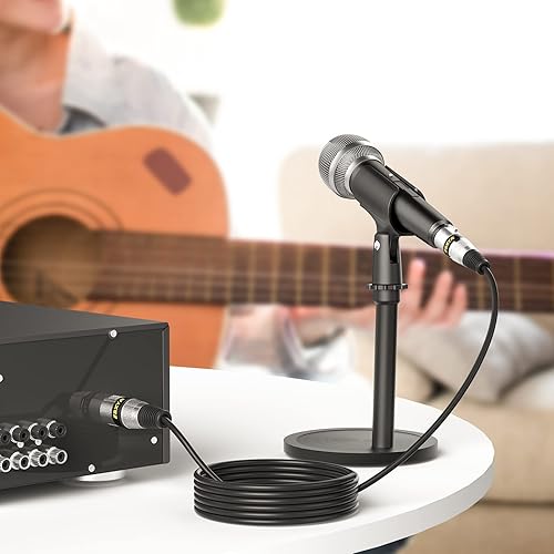 Miniatura 47 de EBXYA Cable XLR de 2 pies, paquete de 2 cables DMX equilibrados, cable de micrófono macho a hembra de 3 pines para altavoces, mezclador, iluminación