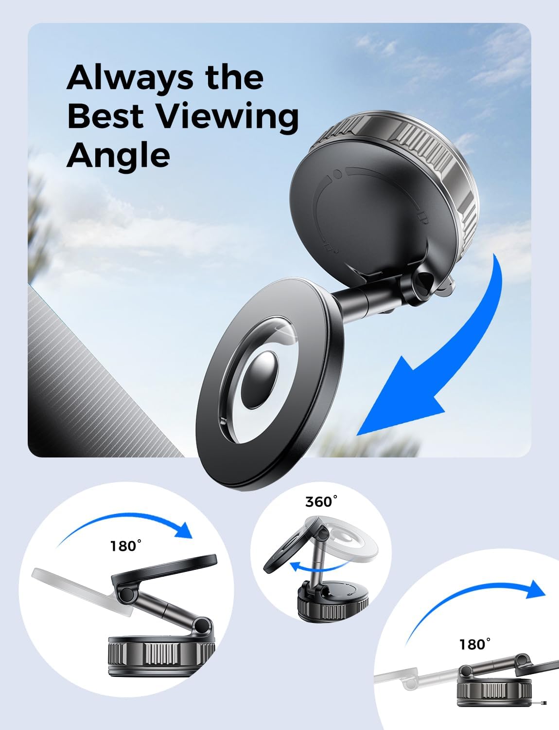 2 Pack Car Mount, [Washable] Dual-Adhesion Magnetic Phone Holder for Car, 360° Adjustable Nano Gel Vacuum Phone Mount Car Accessories Gifts for Women Men for iPhone 17 16 15 14 13 12 Pro Max