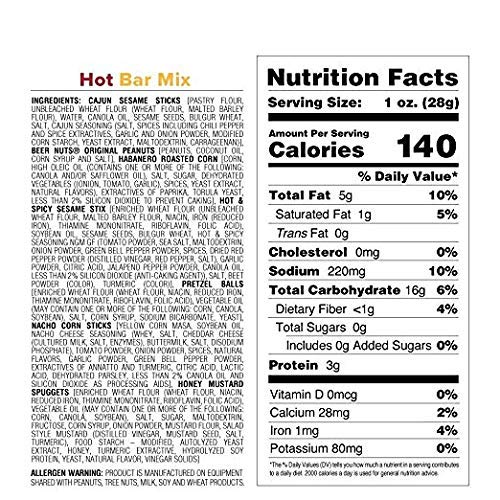 image for BEER NUTS Hot Bar Mix - 12-Count 3.25oz Single Serve Bags, Spicy Sesam