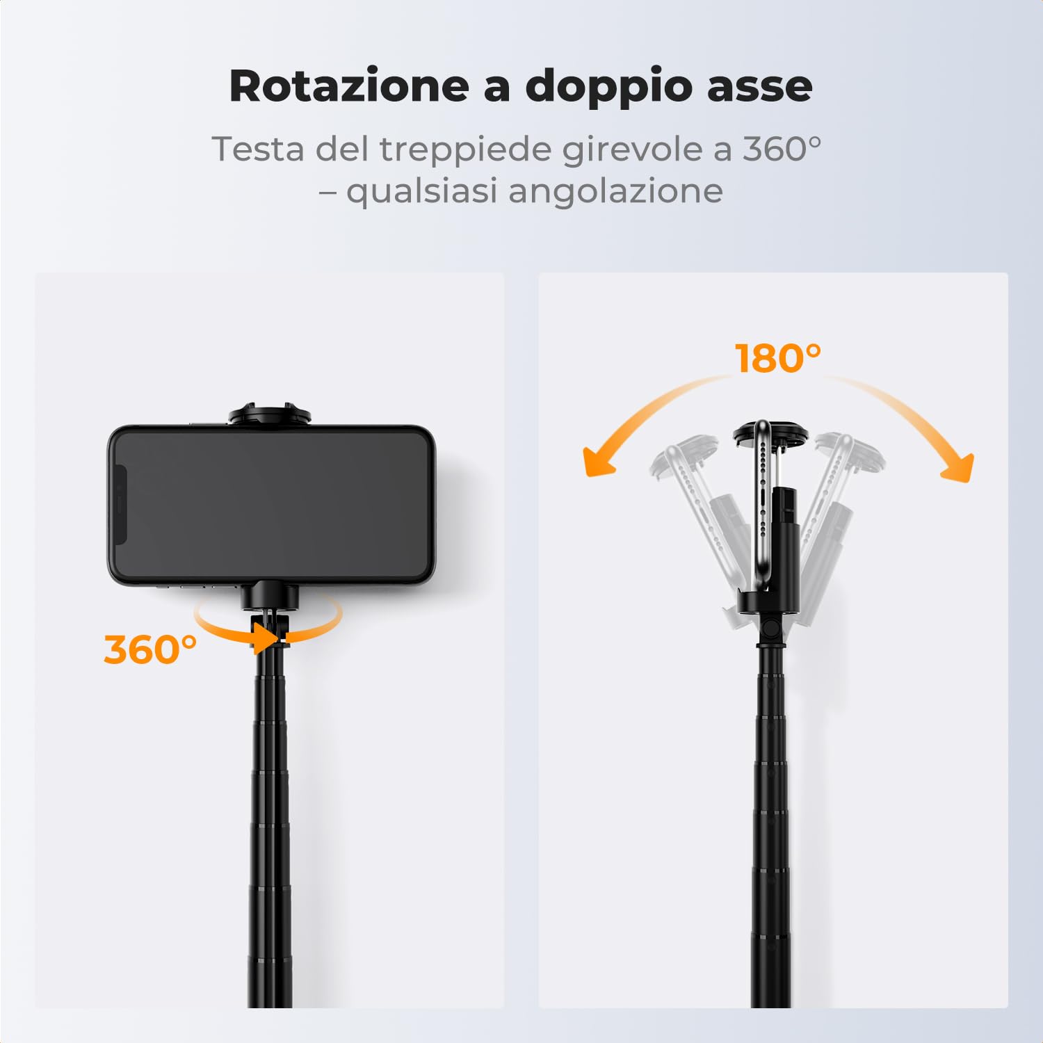 K&F CONCEPT 1,72M Treppiede Bastone Selfie Alluminio Con Luce LED | Apertura Rapida, Telecomando Bluetooth Batteria 600mAh, Compatibile con iPhone/Smartphone Android -X96