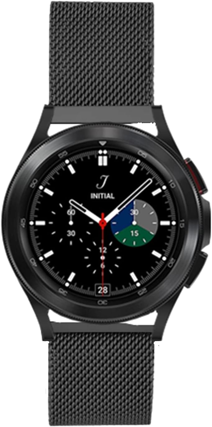 Compatible with Samsung Galaxy Watch 4 Watch 5 Bands 40mm 44mm/Watch 4 Classic Bands 42mm 46mm/Watch 5 Pro 45mm Bands,2Pack Solid Stainless Steel Metal Link Bands+Milanese Mesh Loop Magnetic Closure Strap fit Galaxy Watch 4/Watch 5 Women Men