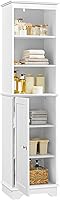 Yaheetech Tall Slim Freestanding Storage Cabinet with 3 Shelves & Adjustable Door Shelf - Bathroom Linen Organizer, 16x12x60.5in White