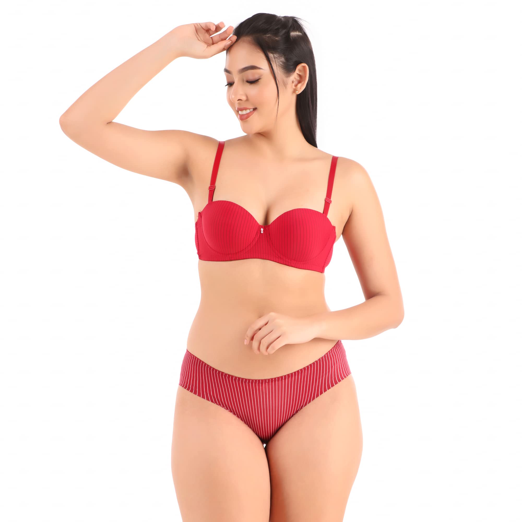 voler haut reveal your style Voler Haut Vertical Stripes Women Lingerie Set | Lightly Padded Underwired Bra with Seamless Soft Stretchable Panty | Polycotton Bralette | Comfortable Innerwear for Women Daily & Special Occasions-picture-53