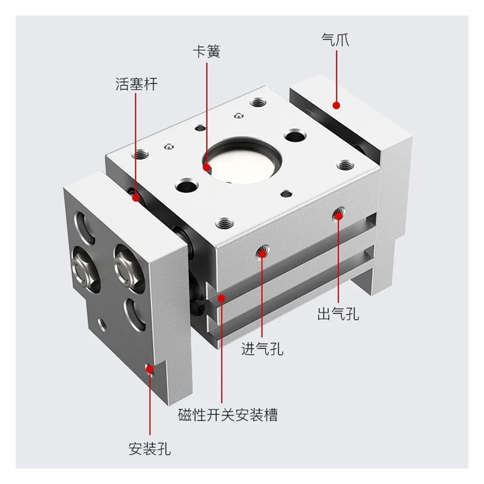 Pinza pneumatica di Tipo T di Ricambio for Pinza pneumatica a Doppio Effetto MHL2 10D/16D/20D/25D/10D1/16D1/20D1/25D1(MHL2-40D1)