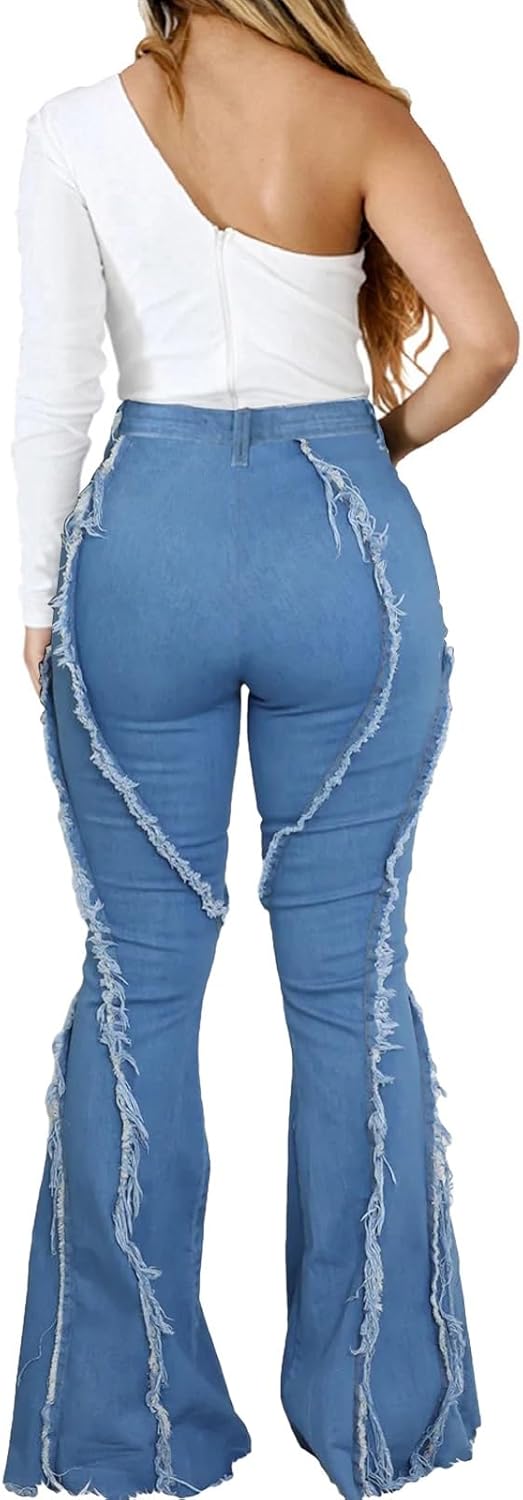 CuteCherry Women Bell Bottom Jeans High Waist Bell Bottom Flared Jean - Image 4