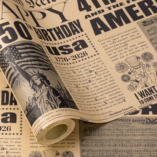 Loveinside 13" Large 250 Years Patriotic Gift Bag, Uncle Sam Red White Blue Design Gift Bag with Tissue Paper for 4th of July, America 250th Anniversary Celebration, 13" x 5" x 10", 1 Pcs