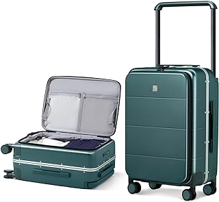 Hanke Top Opening 24 Inch Luggage with Spinner Wheels, Aluminum Frame All-PC Hard Shell Medium Suitcase, Trunk Wide Handle Luggage for Travel, TSA Checked-Medium(Blackish Green, 69L)