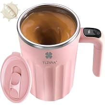 Self Stirring Mug,Self Stirring Coffee Mug,Suitable for Coffee, Milk, Cocoa and Other Beverages,Insulated bottle Pink-temperature, 12 Ounces