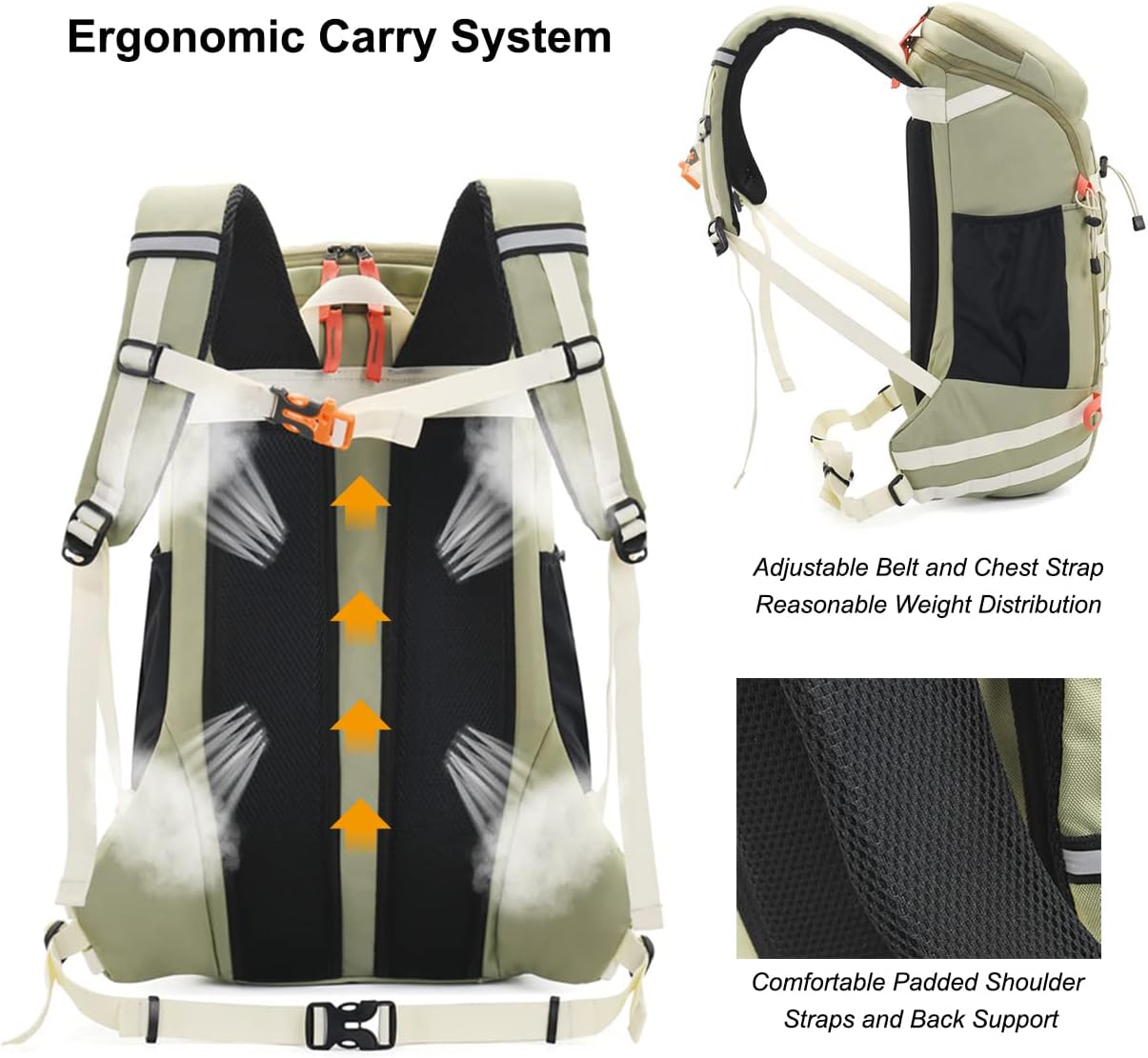 40L Hiking Backpack with Rain Cover Travel Backpack for Men Women Lightweight Waterproof Outdoor Climbing Camping Daypack (Black)