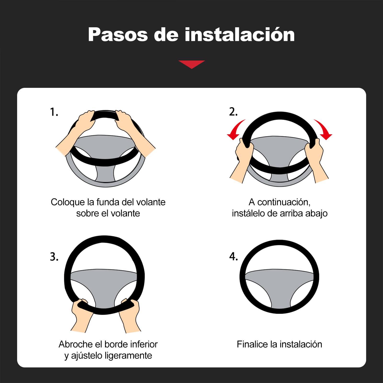 Ergocar Funda Volante Coche, Cuero De Microfibra con Agujeros De Aire y Antideslizante 38 Cm / 15 Pulgadas De Accesorios para Interiores De Automóviles para Hombres y Mujeres