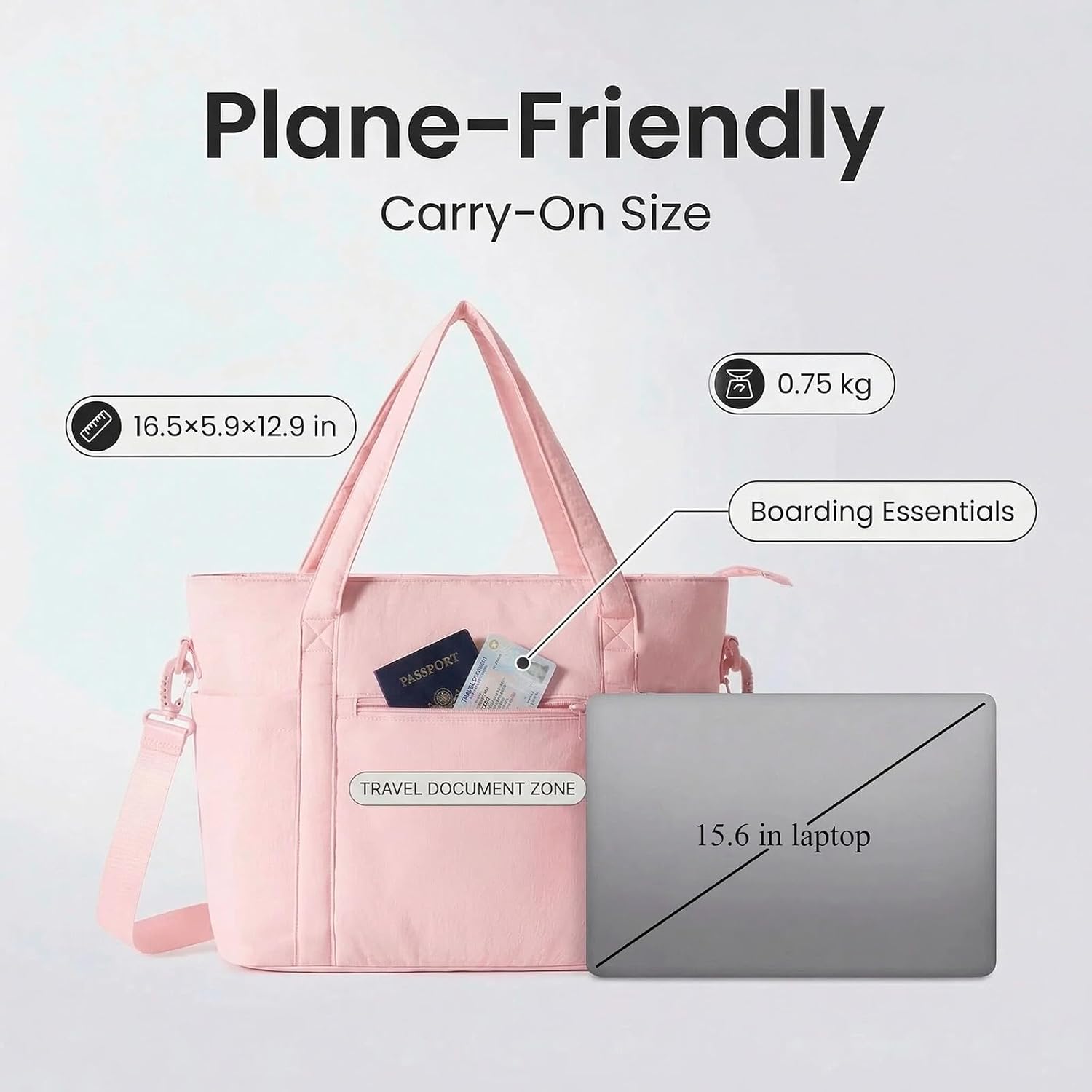 Large Tote Bag for Women with Toiletry Bag, Waterproof Travel Tote with Insulated Pocket & Laptop Compartment, Multi-Pocket Weekender Bag Carry On Tote for Work Travel Hospital Gym (Pink)