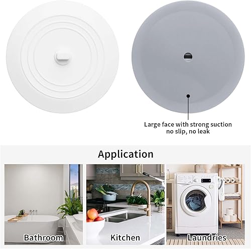 Miniatura 2 de Vaincre Tapón de drenaje de tina, tapón de drenaje de silicona de 5 pulgadas, tapón de drenaje de baño, tapón de drenaje de bañera, cubierta de